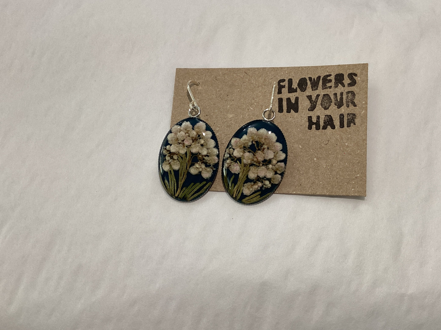 Flowers In Your Hair Large Drop Earrings - green cottage puffs