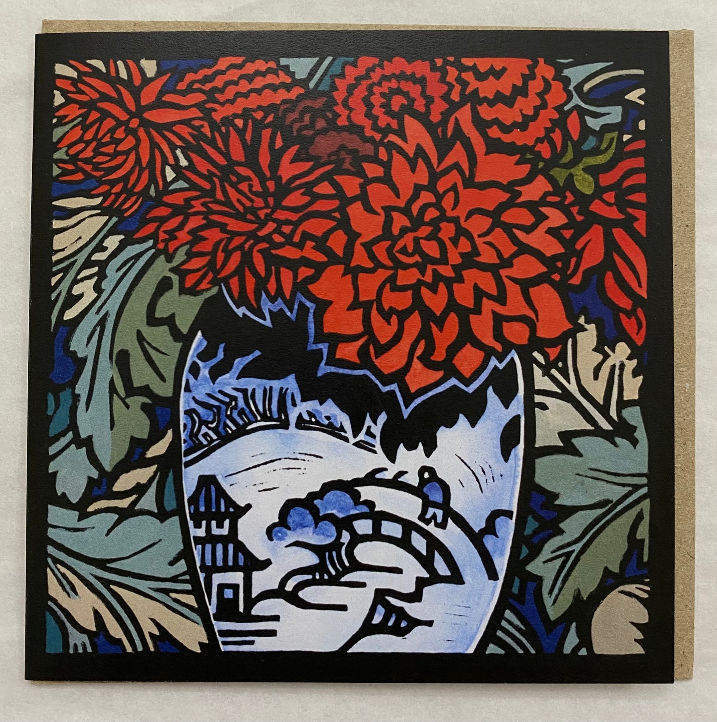 Cam Knuckey Card - Red Dahlias