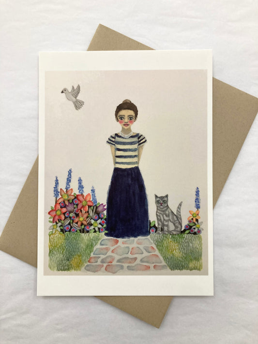 Michelle Hosking Postcard Girl With Dove