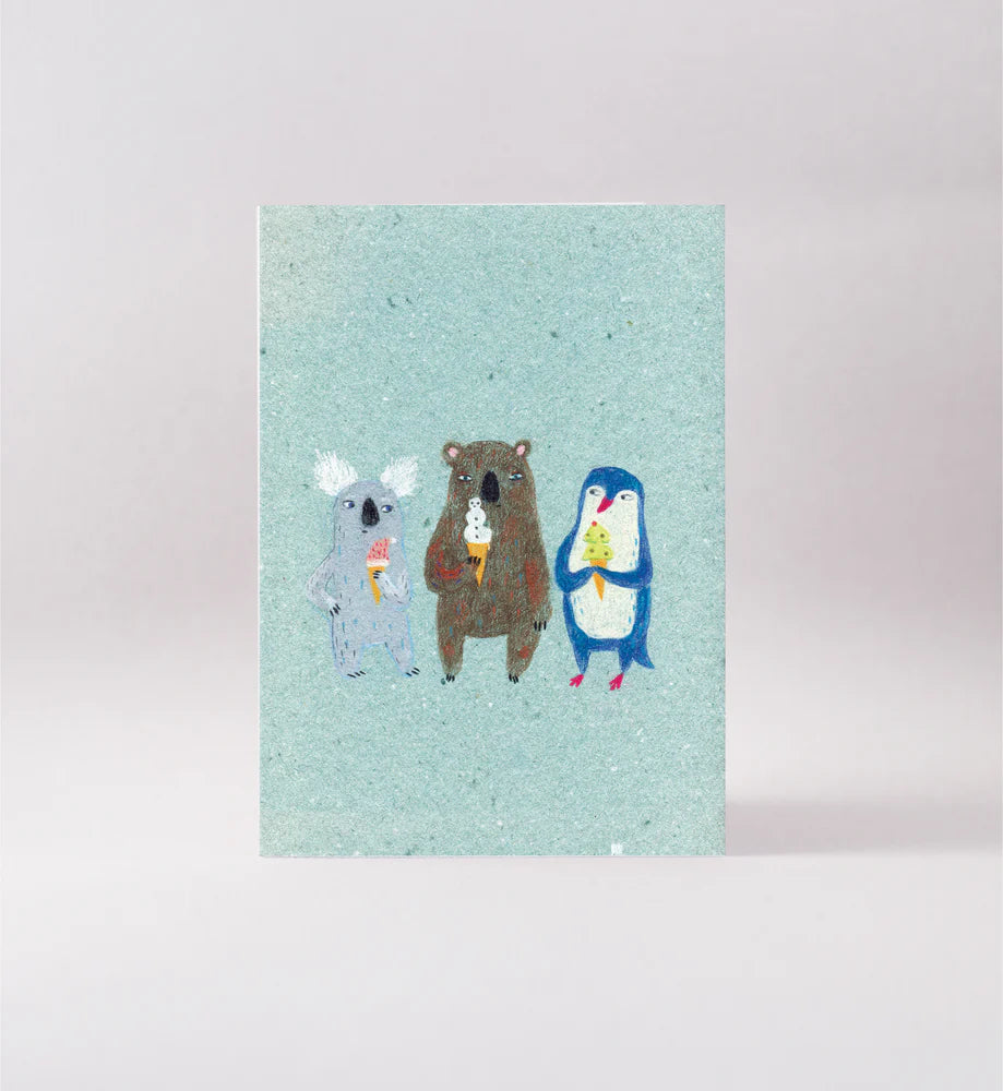 Surfing Sloth Card - Ice Cream