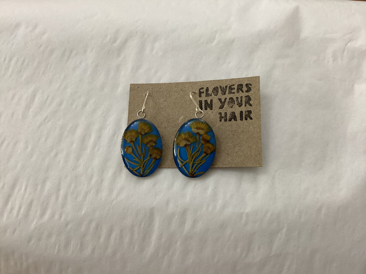 Flowers In Your Hair Large Drop Earrings - blue dawn