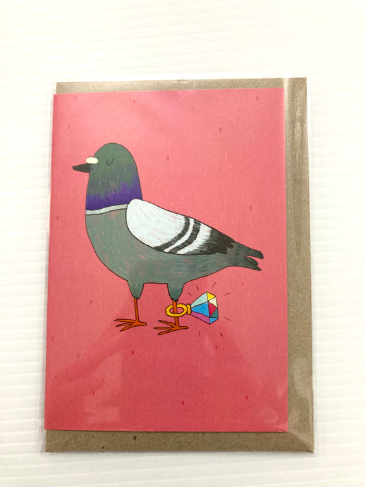 Surfing Sloth Card Ringed Pigeon
