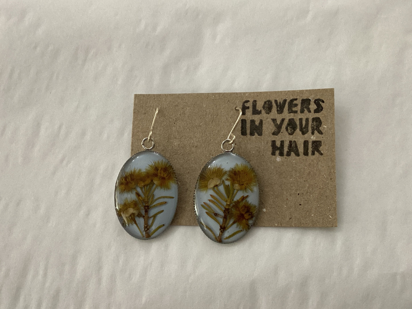 Flowers In Your Hair Large Drop Earrings - baby blue serenity