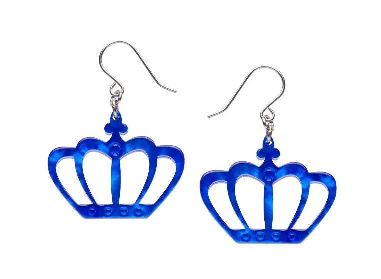 Erstwilder Royal Crown Drop Earrings (Blue)