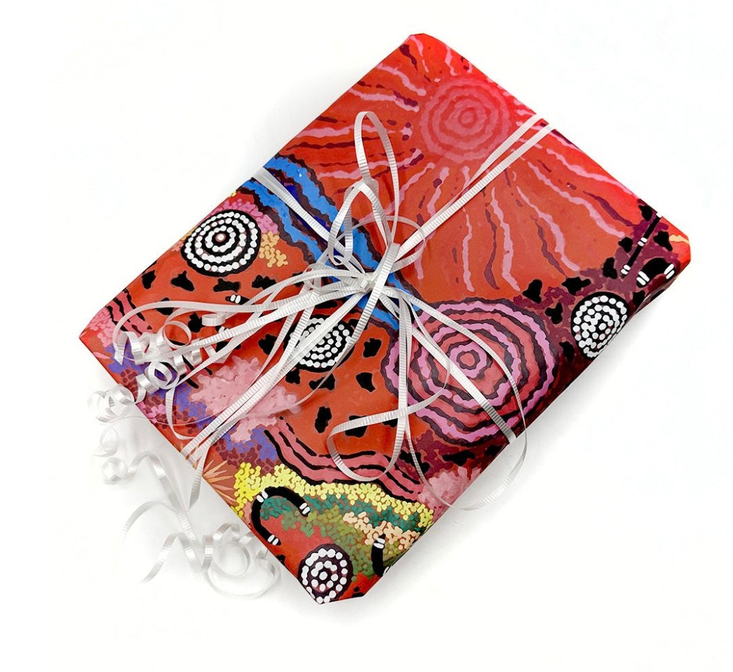 Better World Arts - Hand Made Wrapping Paper, Damien and Yilpi Marks