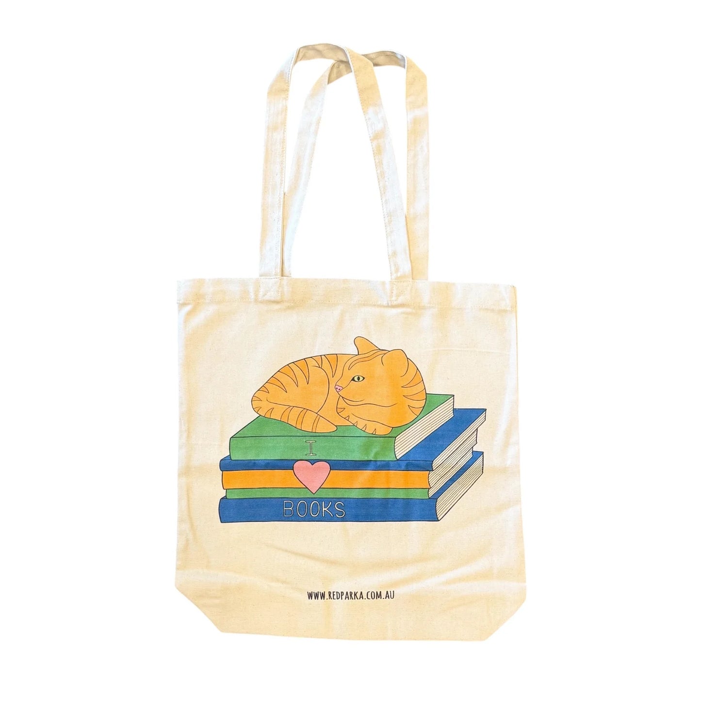 Red Parka Tote Bag ‘I Love Books’