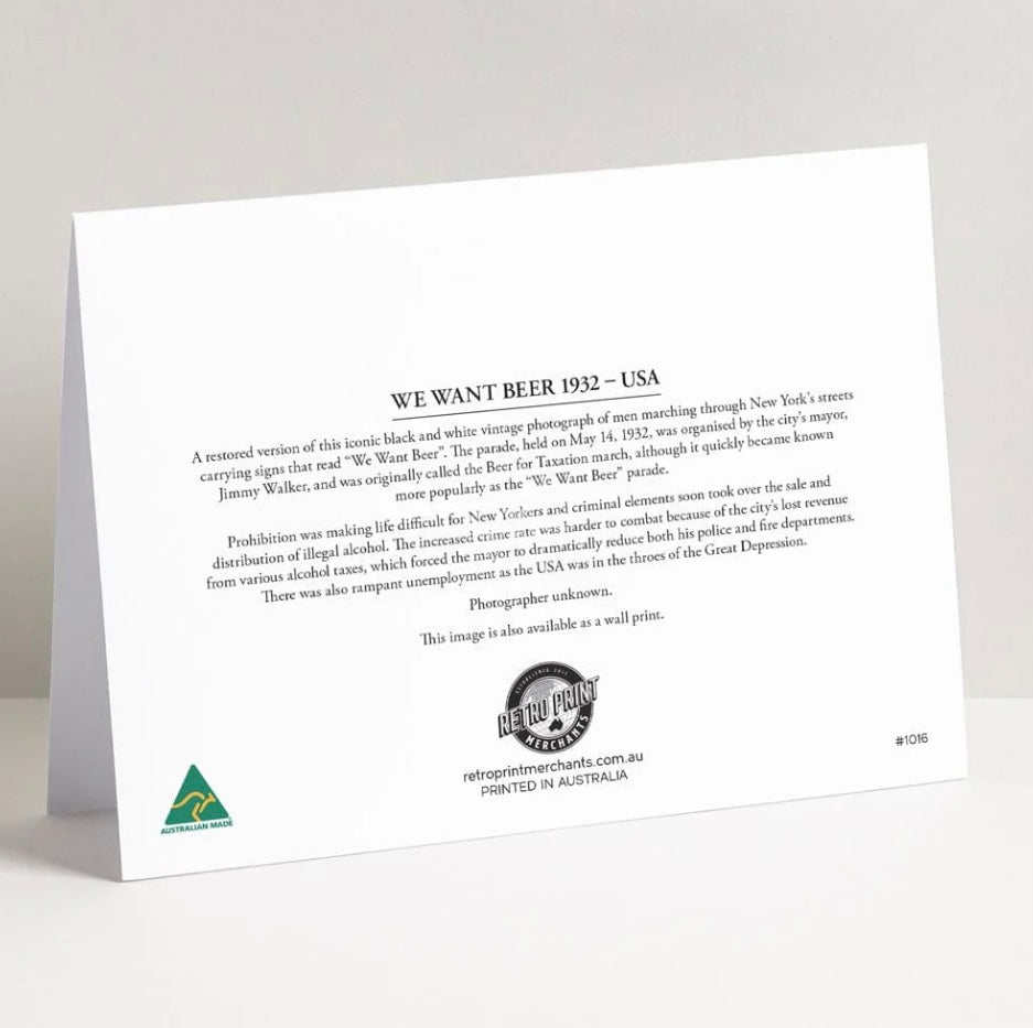 Retro Print Merchants Card - We Want Beer