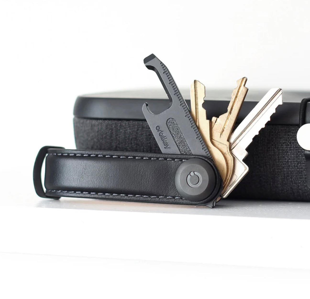 Orbitkey Key Organiser Leather Black With Black Stitching