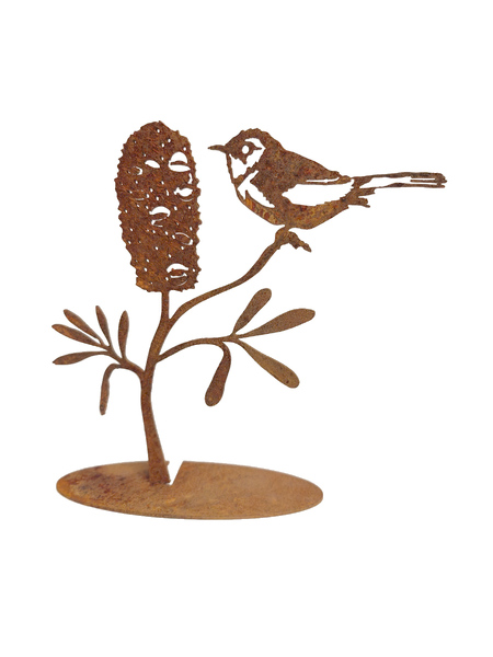 Overwrought Honeyeater on banksia flower stand