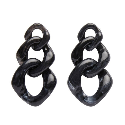 Erstwilder Statement Marble Chain Earrings - Black