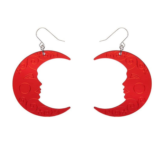 Erstwilder Moon Mirror Drop Earrings - Red