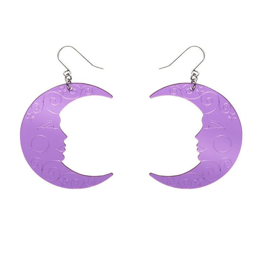 Erstwilder Moon Mirror Drop Earrings - Purple