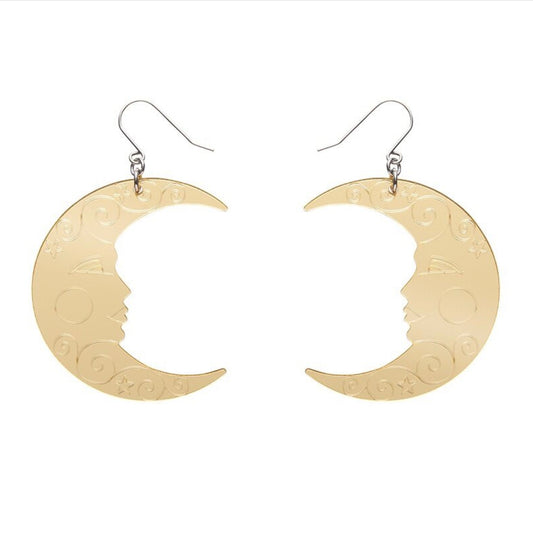 Erstwilder Moon Mirror Drop Earrings - Gold