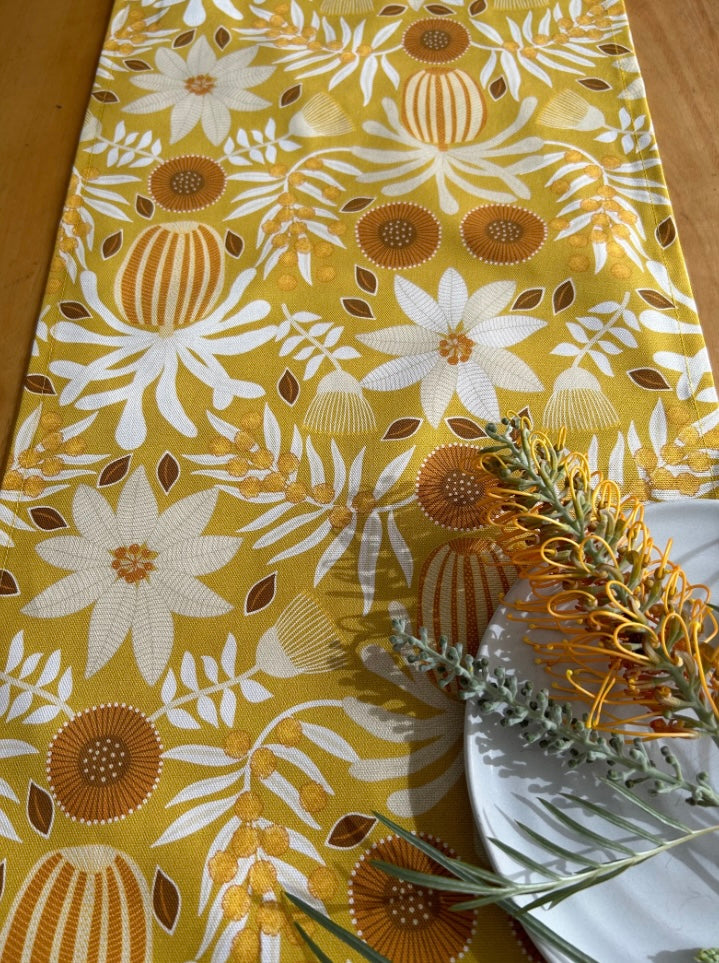 Jocelyn Proust Designs Table Runner - Mustard Banksia Print