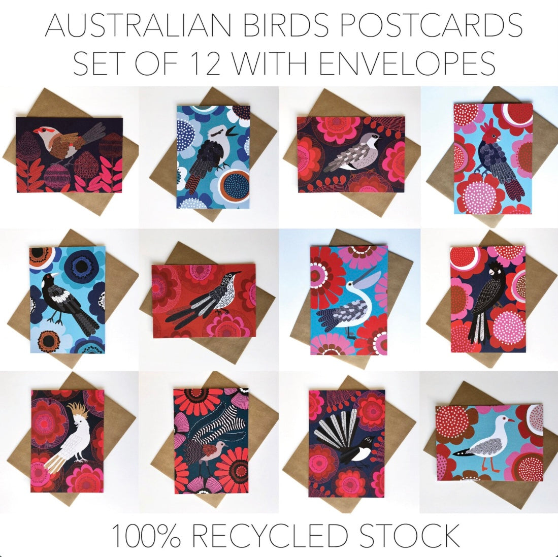 Jocelyn Proust Designs - Set of 12 Australian Bird Postcards