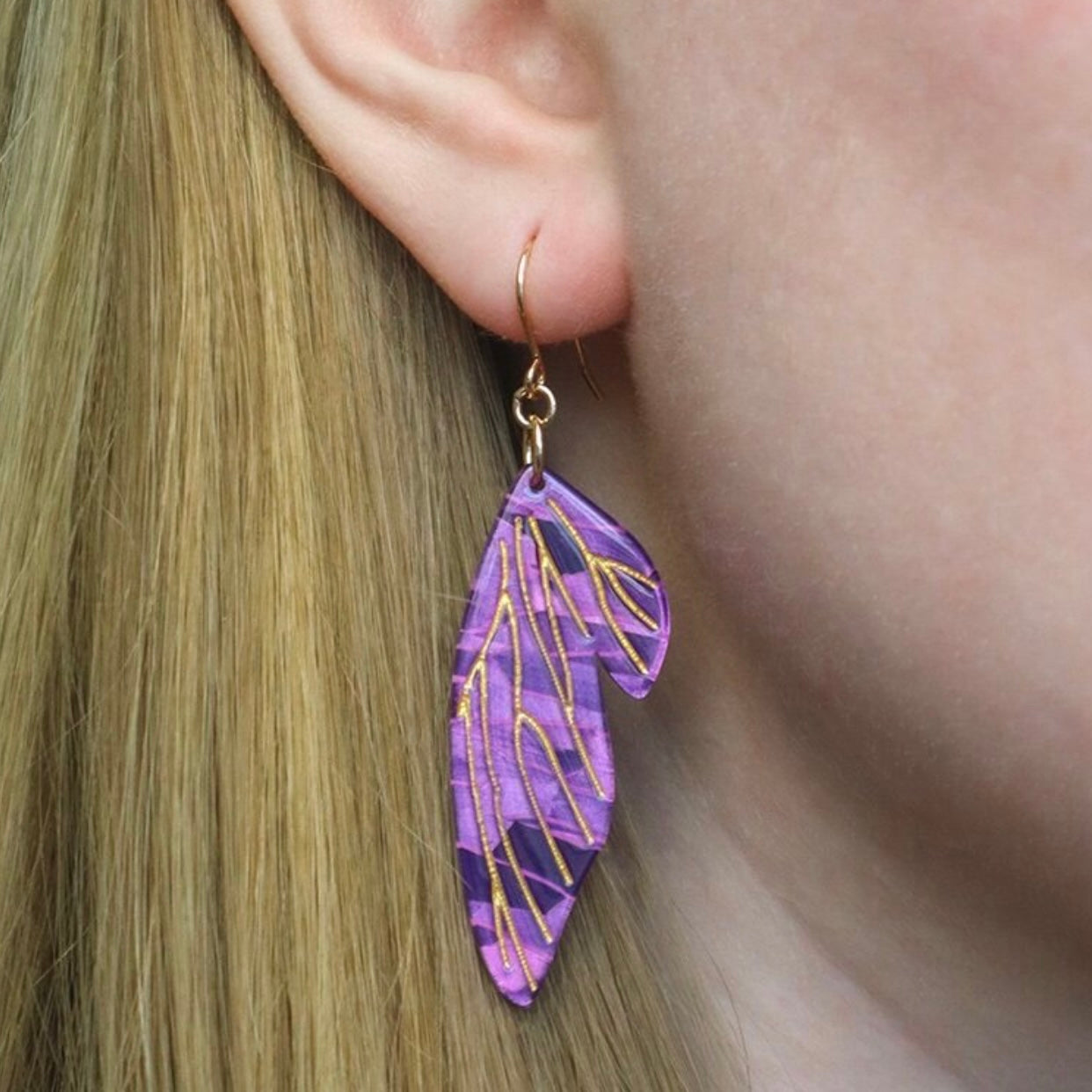 Erstwilder - Fairy Wings Drop Earrings (Purple)