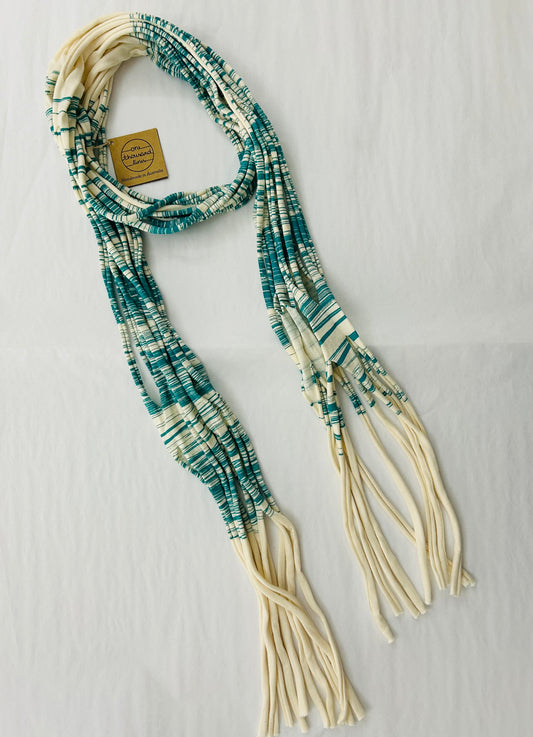 One Thousand Lines Scarf - Natural and Blue