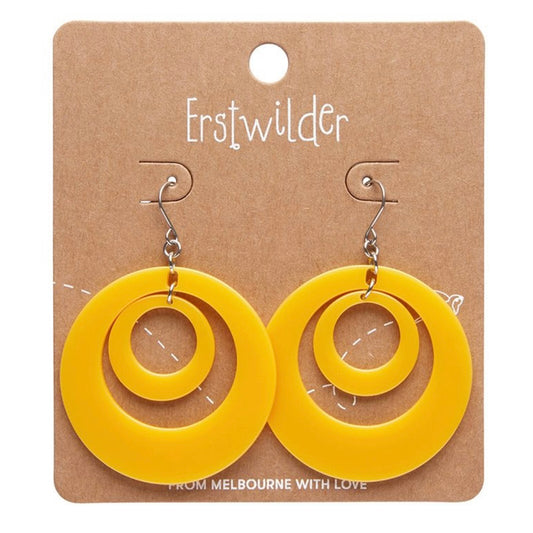 Erstwilder Double Hoop Solid Drop Earrings - Yellow