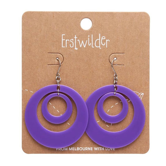 Erstwilder Double Hoop Solid Drop Earrings - Purple