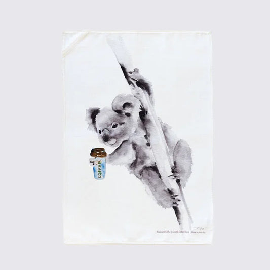 Choose Arts Art By Qing Tea Towel Koala and Coffee