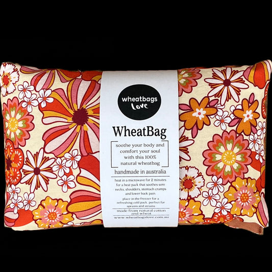 Wheatbags Love - Wheatbag in Groovy Flowers Orange (Lavender)