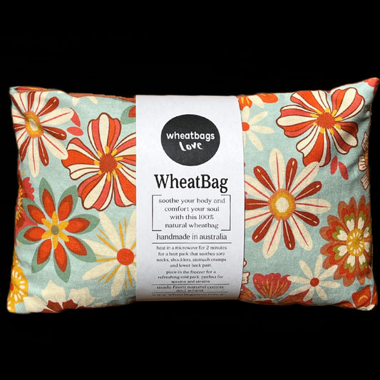Wheatbags Love - Wheatbag in Groovy Flowers Khaki (Lavender)