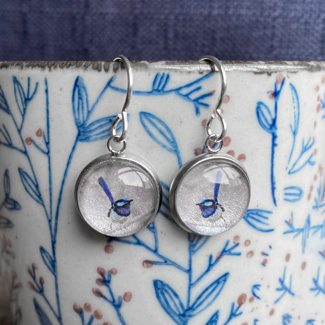 Myrtle & Me Drop Earrings Blue Wren