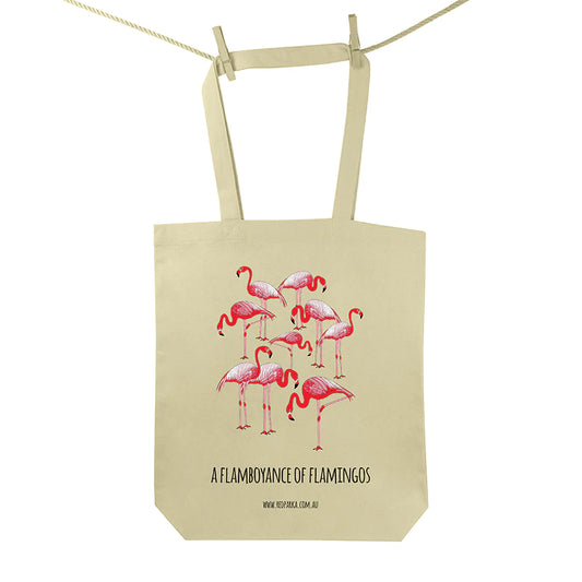 Red Parka Tote bag Flamboyance Of Flamingoes