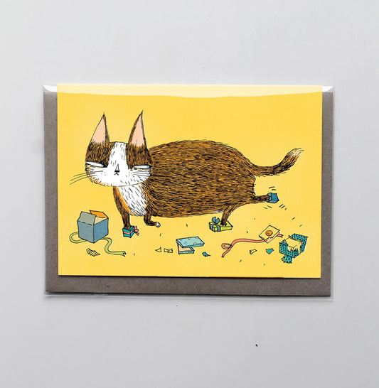 Surfing Sloth Card Fat Cat