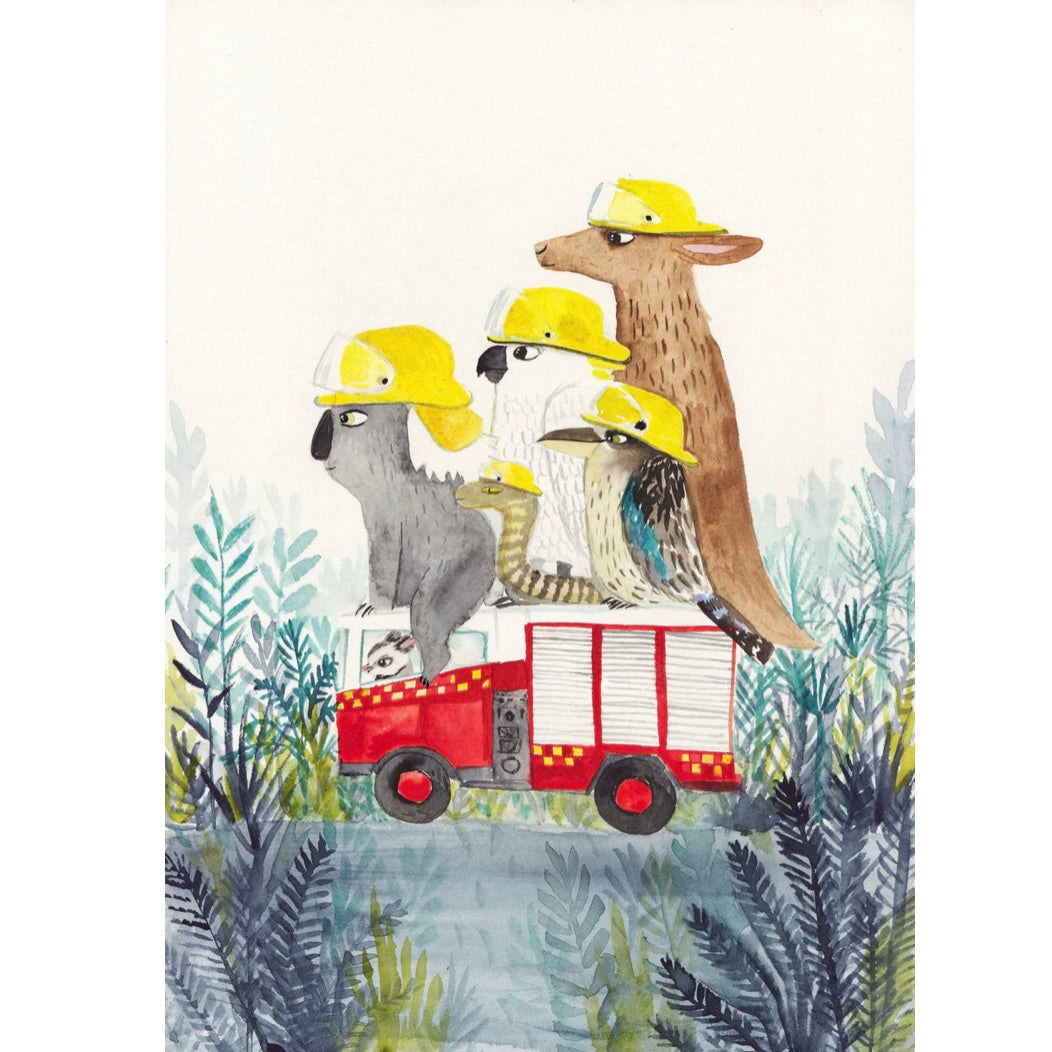 Surfing Sloth Print - Fire Truck Animals