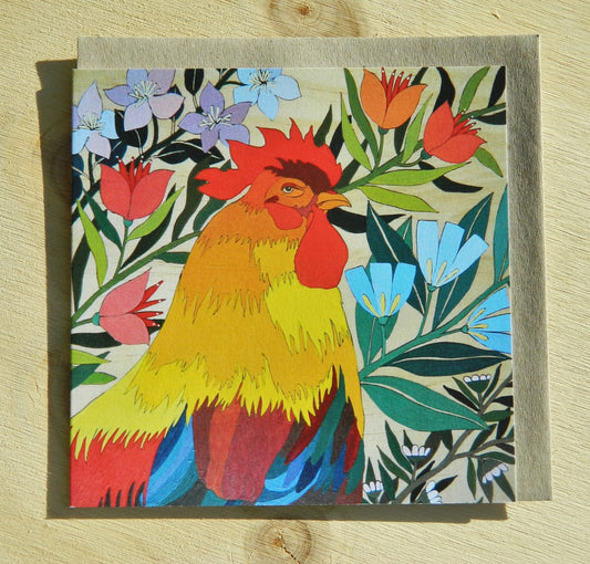 Flowers In Your Hair Card Rooster