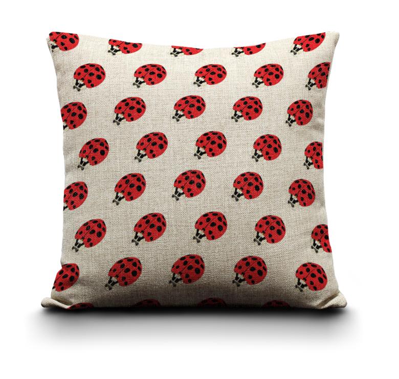 Red Parka Cushion Cover Ladybugs