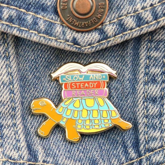 Jubly-Umph Lapel Pin Slow and Steady Reader Tortoise