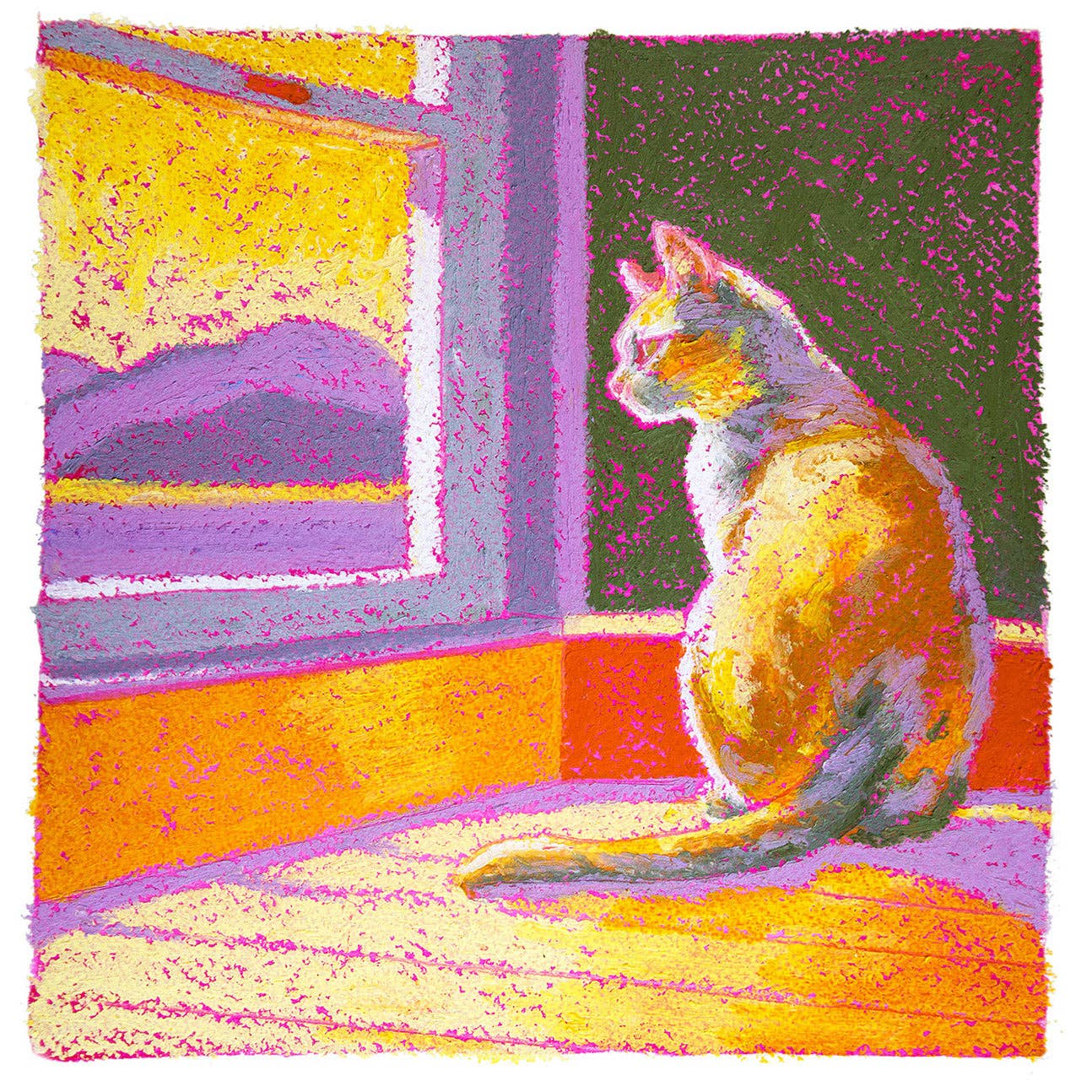 Lilac Sun Cat Art Print: A5