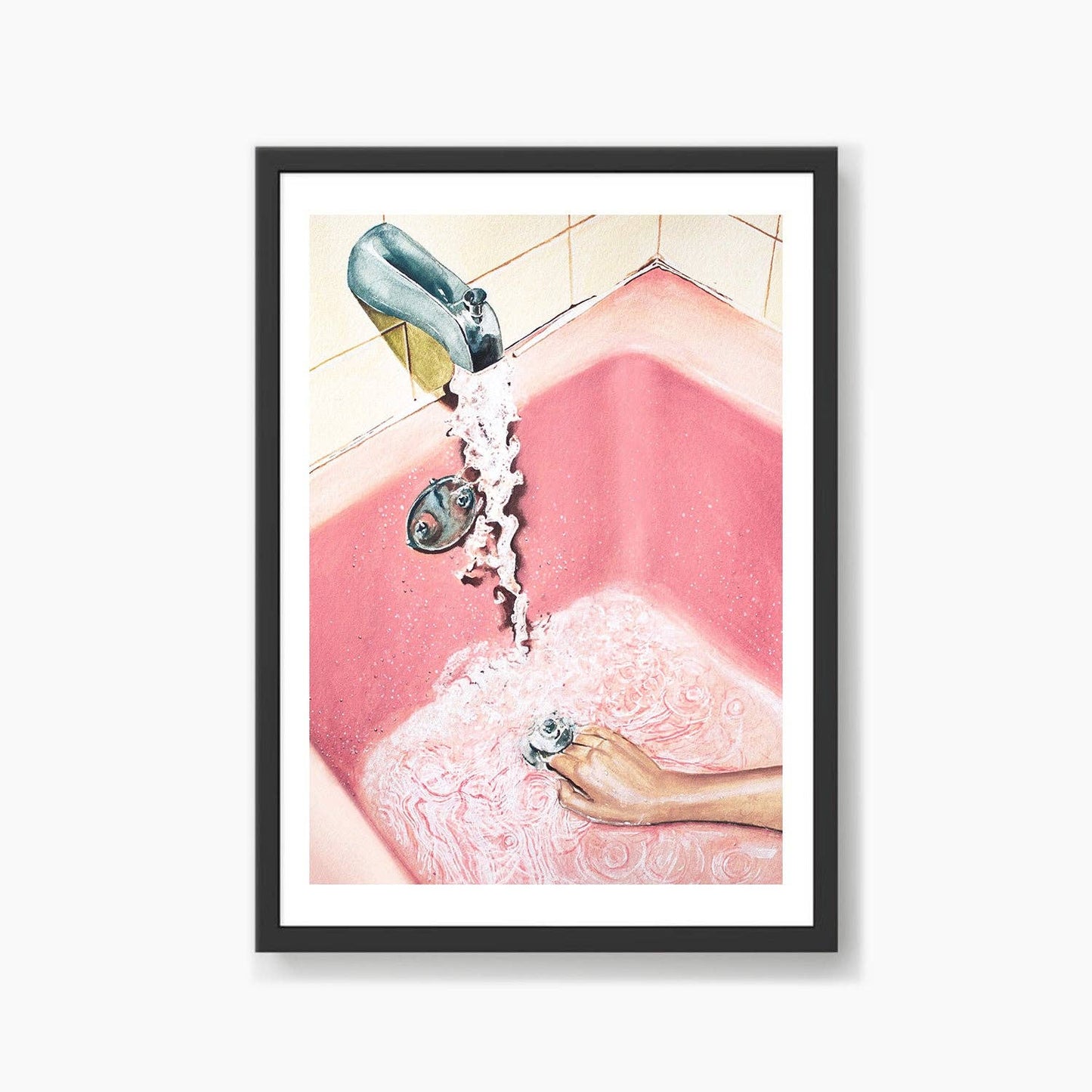 Retro Pink Bath Art Print: A4