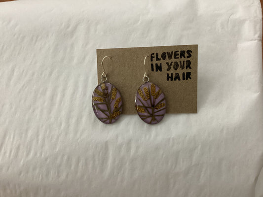 Flowers In Your Hair Large Drop Earrings - mauve hayfields
