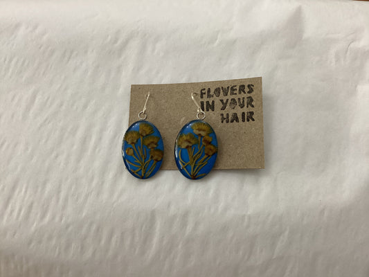 Flowers In Your Hair Large Drop Earrings - blue dawn