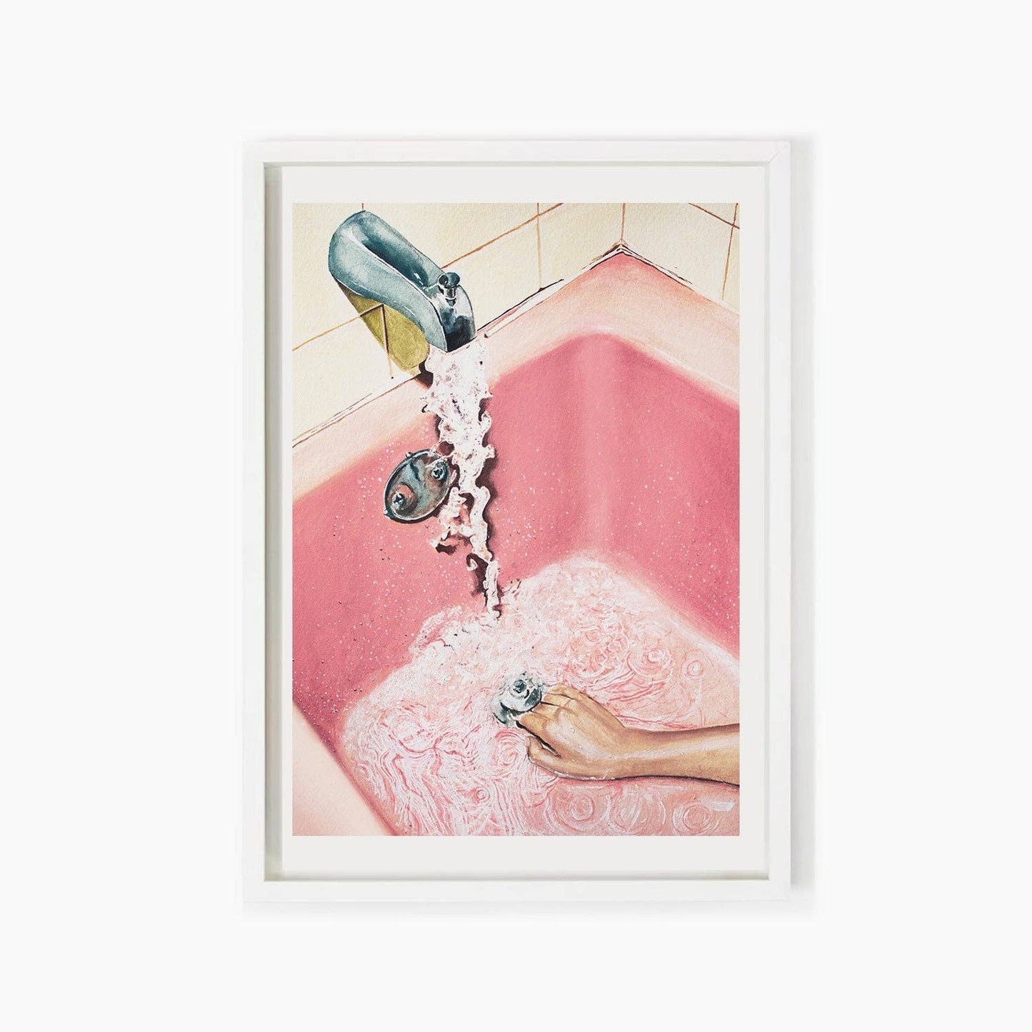 Retro Pink Bath Art Print: A4