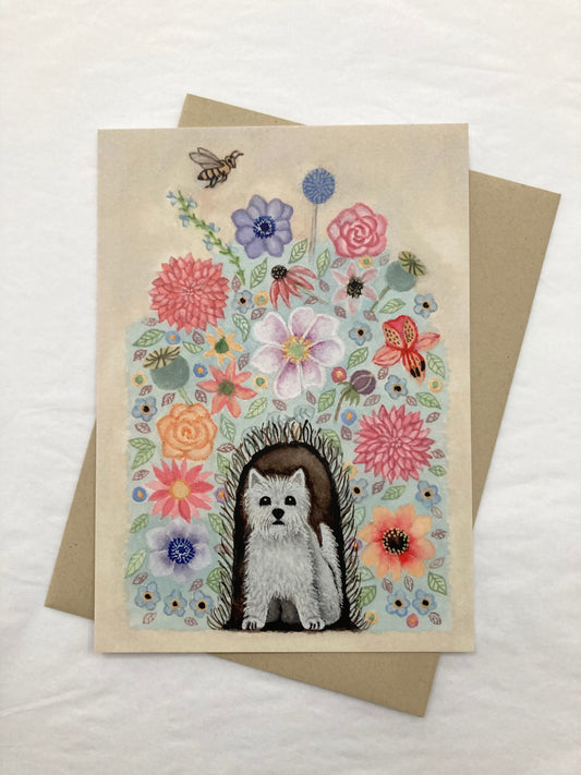 Michelle Hosking Postcard Floral Puppy