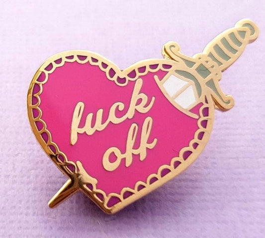 Jubly-Umph Lapel Pin Fuck Off Stiletto Heart