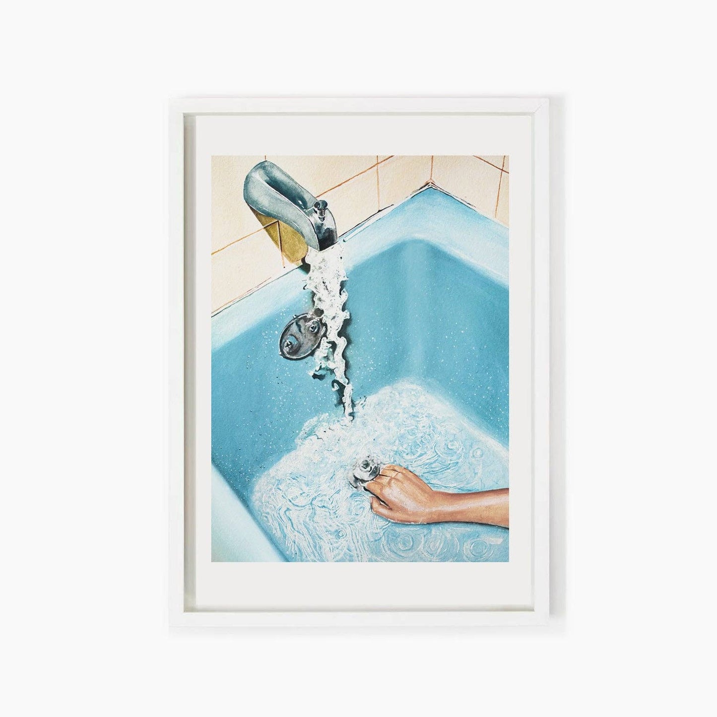 Retro Blue Bath Art Print: A4