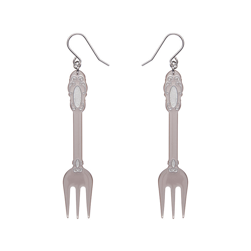 Erstwilder x Katherine Sabbath Fork, Please! Drop Earrings - Silver