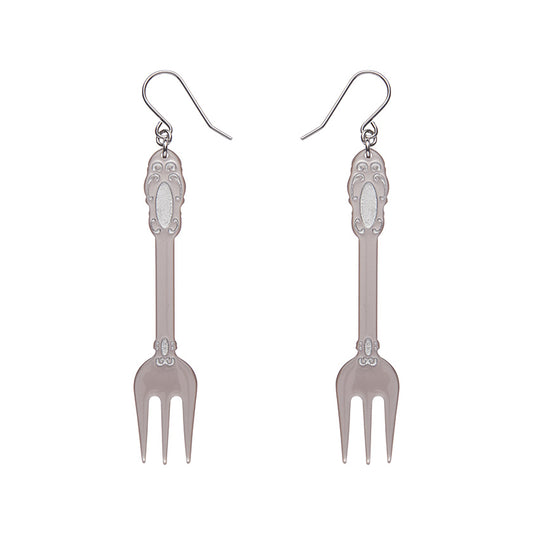 Erstwilder x Katherine Sabbath Fork, Please! Drop Earrings - Silver