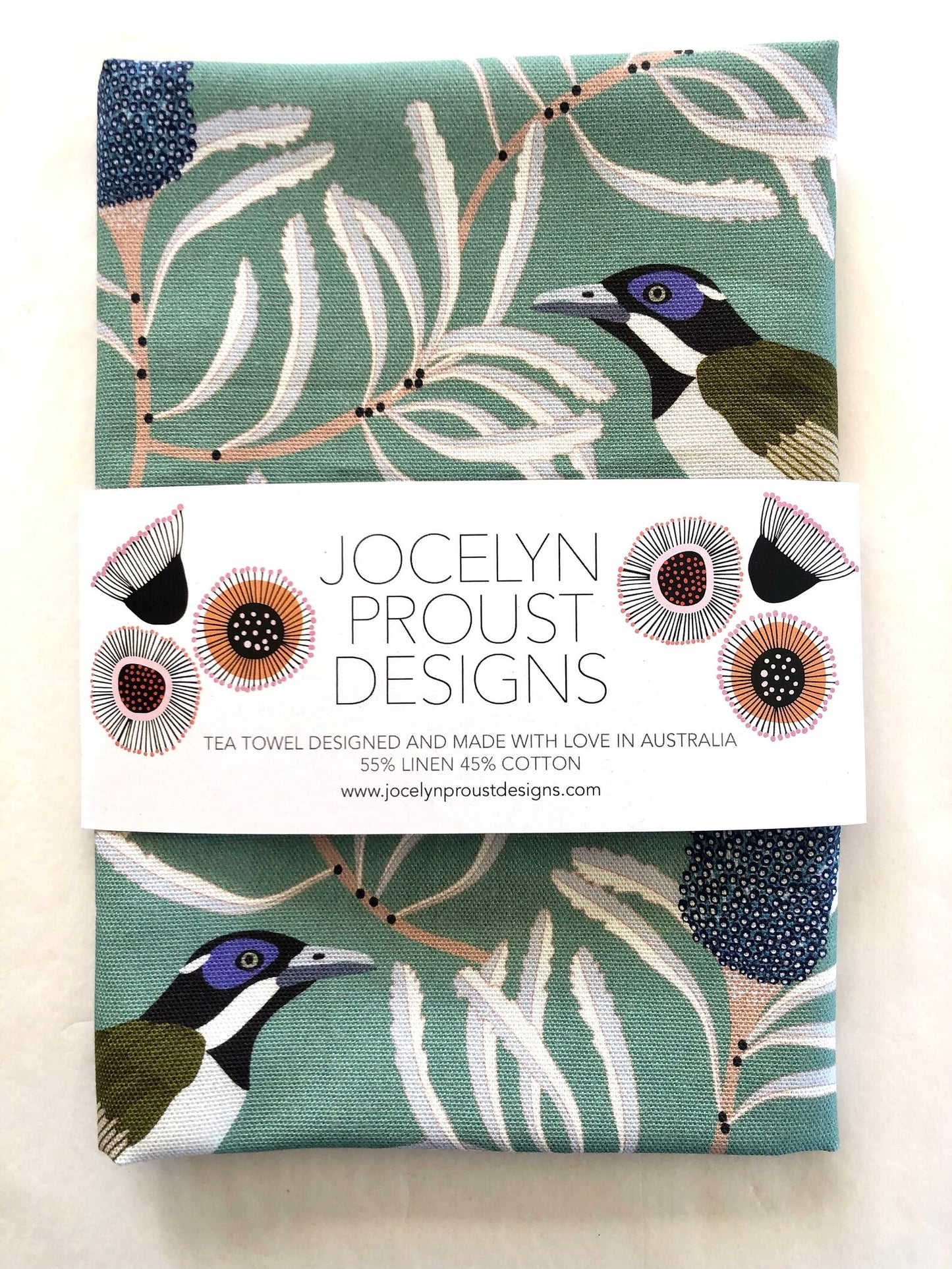 Jocelyn Proust Designs Tea Towel Blue Faced Honeyeater