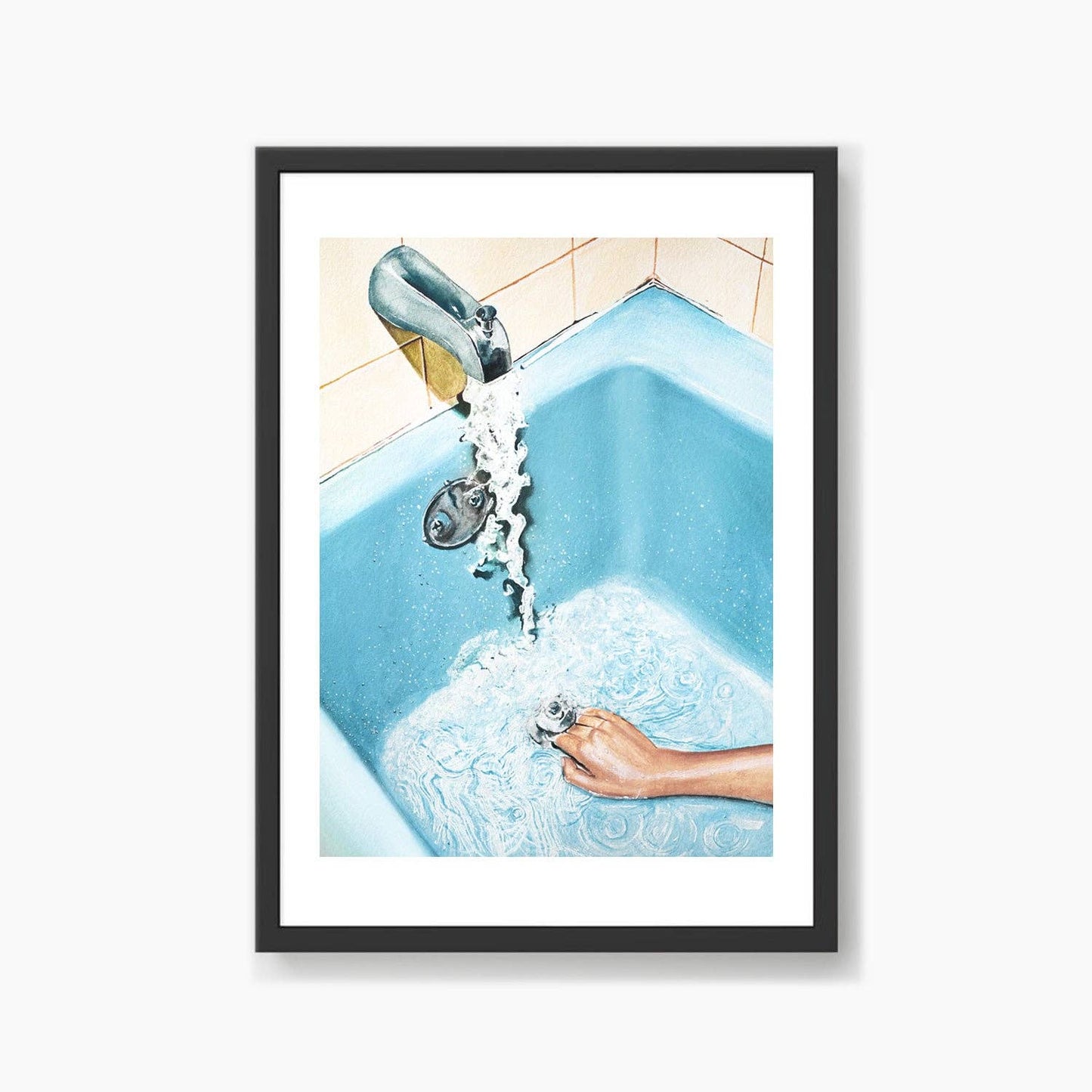 Retro Blue Bath Art Print: A5