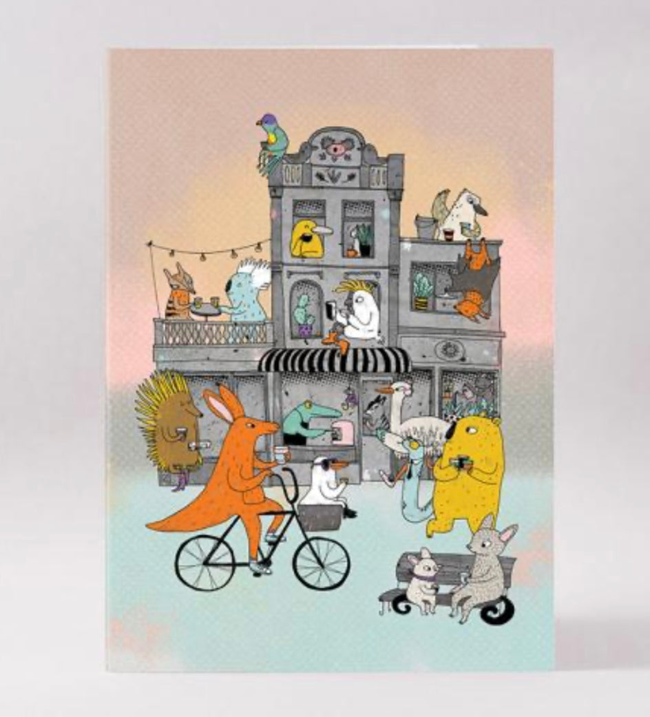 Surfing Sloth Card - Coffee Street