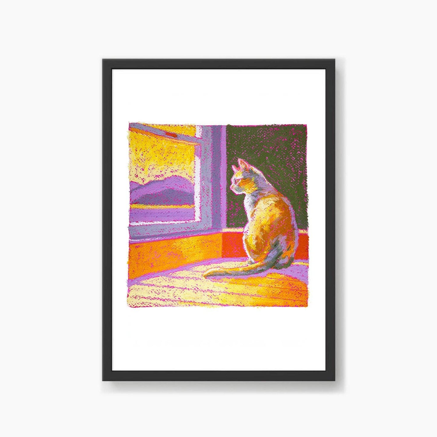 Lilac Sun Cat Art Print: A5