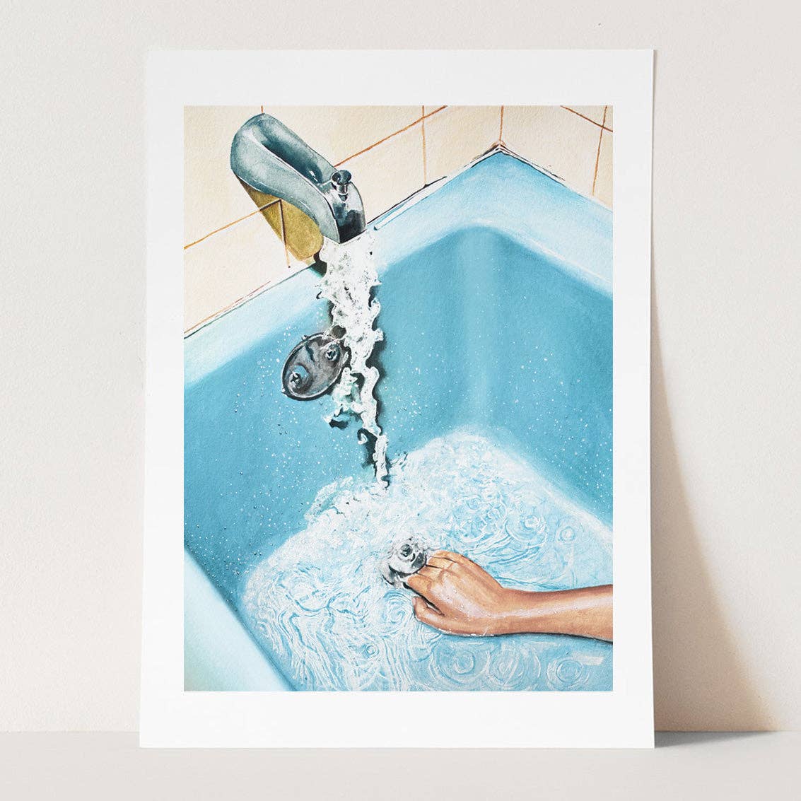 Retro Blue Bath Art Print: A5