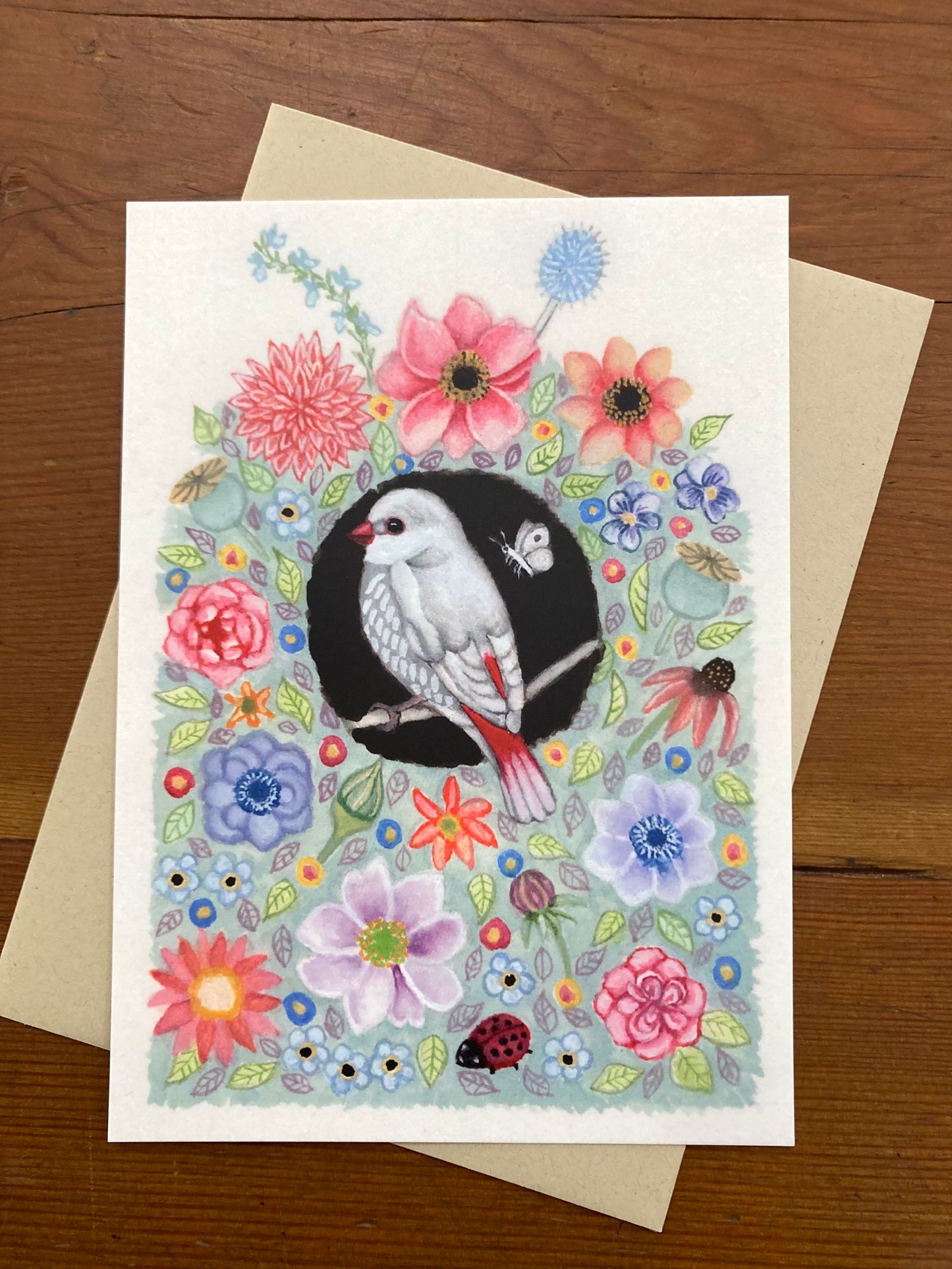 Michelle Hosking Postcard Floral Bird