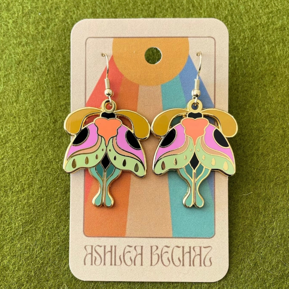 Ashlea Bechaz Earrings - Psychedelic Moth